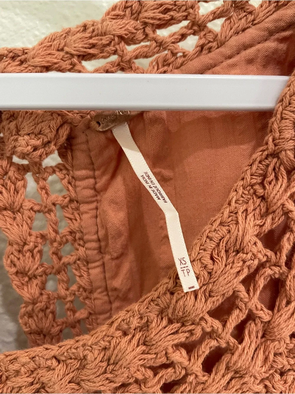 Free People Crochet Feminine Long Sleeve Top Boho Puff Sleeve Vintage